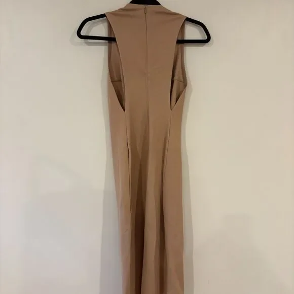 Aritzia Babaton Mock Neck Fitted Sheath Dress Tan 0 - Picture 3 of 6
